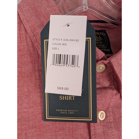 Jachs Shirt Mens Large Red Heritage Chambray Noho Short Sleeve Button-Down - Picture 8 of 10